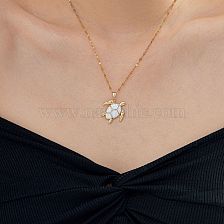 Miniature Turtle Pendant Necklace with Zirconia, Perfect for Halloween and Christmas.