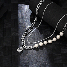 Stylish Stainless Steel Double Layer Pendant Necklace for Daily Wear