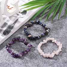 Chips Natural Mixed Stone Stretch Bracelets, Stackable Bracelets