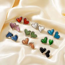 Natural Stone Cat Eye Heart-shaped Stud Earrings Fashionable High-end Accessories