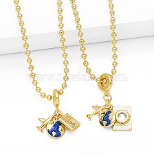 Modern Style Simple Style Earth Airplane Copper Plating Inlay Zircon 18K Gold Plated Necklace