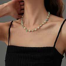 Natural Stone Bead Necklace, Vacation Casual Fashion Women's Jewelry.