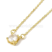 Brass with Glass Pendant Necklaces, Cable Chain Necklaces, Real 18K Gold Plated