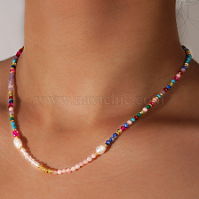 Colorful Handmade Beaded Necklace Bohemian Ethnic Style Collar Chain