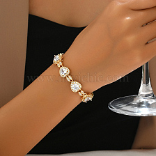 Elegant Copper Heart-shaped Bracelet with Zirconia for Women's Party Attire