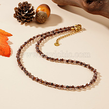 Bohemian Vintage Czech Beaded Necklace in Brown Diamond Shape.