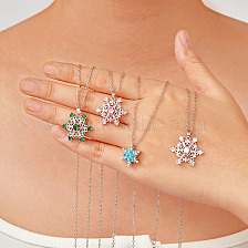 Elegant Colorful Snowflake Pendant Necklace, Perfect for Christmas and Valentine's Day Gifts.