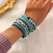 Wholesale Jewelry Casual Ethnic Style Stone Turquoise Stone Rhinestones Inlay Wristband