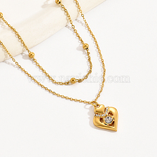 Gold Plated Double Layer Necklace Non-fading Collarbone Chain Chic Women's Necklace.