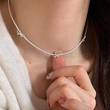 925 Silver Butterfly Bow Pearl Necklace Women Summer Sweet Luxury Design