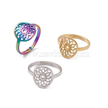 201 Stainless Steel Flower Adjustable Ring for Women