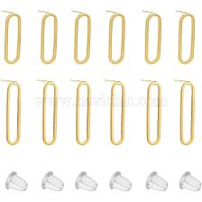 SUPERFINDINGS 12Pcs 2 Size Brass Oval Stud Earrings with 925 Sterling Silver Pins for Women