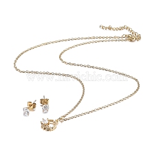 304 Stainless Steel Rhinestone Jewelry Sets, Star Pendant Necklaces and Stud Earrings, Cable Chains, Lobster Claw Clasps and Ear Nuts, Crystal