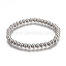 201 Stainless Steel Stretch Bracelets, Round