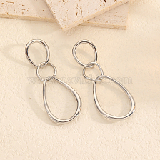 925 Silver Triple Layer Irregular Circle Pendant Earrings for Women