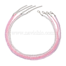 4Pcs 4 Colors Glass Seed Beaded Necklaces Set, with 304 Stainless Steel Clasps