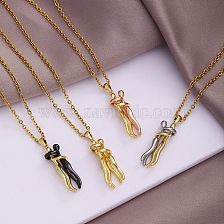 Fashion Couple Hug Pendant Copper Plating 18K Real Gold Stainless Steel Necklace