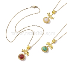 304 Stainless Steel Necklaces,  Natural & Synthetic Gemstone and Alloy Charms