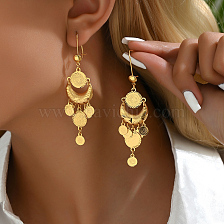 Vintage Middle Eastern Ramadan Moon Tassel Earrings Women's Ear Accessories.