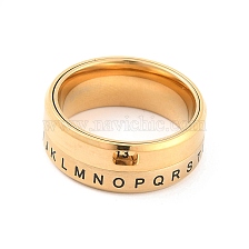 Titanium Steel Spinner Ring, with Number & Letter Pattern, Wide Band Rings for Unisex