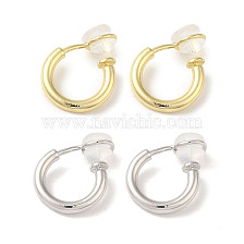 Brass Clip-on Earrings for Women Men, with Silicone, Round Ring