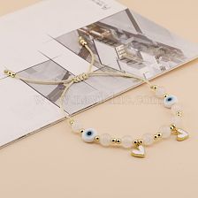 Cute Heart Shape Eye Glass Copper Beaded Drawstring Braid Bracelets