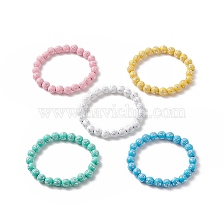 Acrylic Round with Cross Beaded Stretch Bracelet for Kids