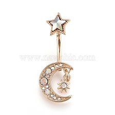 Piercing Jewelry, Brass Navel Ring, Belly Rings, with Stainless Steel Bar & Glass