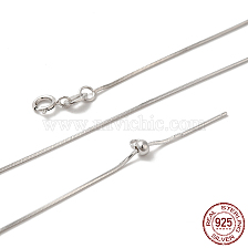 925 Sterling Silver Chain Necklaces, with Slider Stopper Beads and Spring Ring Clasps, with 925 Stamp