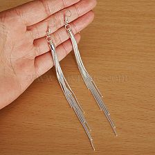 Silver Alloy Thread Long Earrings