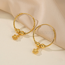 Golden Flower Circle Earrings for Stylish Ladies' Daily Gatherings.