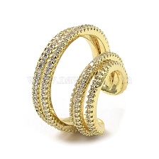 Rack Plating Brass Micro Pave Cubic Zirconia Cuff Earring, Long-Lasting Plated, Lead Free & Cadmium Free