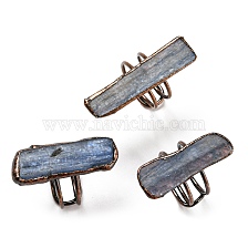 Natural Kyanite/Cyanite/Disthene Twist Rectangle Adjustable Rings, Red Copper Tin Finger Ring, Cadmium Free & Lead Free