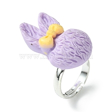 Bunny Resin Finger Ring, Silver Brass Adjustable Ring