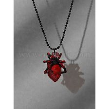 Gothic Retro Punk Spider Alloy Enamel Three-dimensional Inlay Resin Halloween Men'S Pendant Necklace