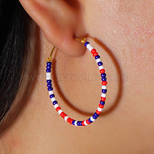 Red, Blue and White American Flag Color Circle Earrings for Women.