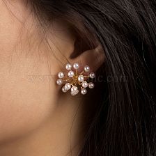 S925 Silver Needle Korean Simple Pearl Flower Fashion Earrings Wholesale 