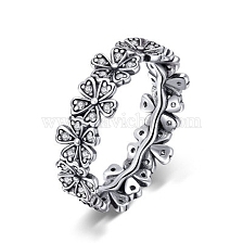 Thailand 925 Sterling Silver  Finger Rings,with Cubic Zirconia, with 925 Stamp,Daisy, Antique Silver