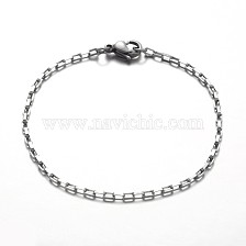 316 Surgical Stainless Steel Box Chain Bracelets, with 304 Stainless Steel Lobster Claw Clasps