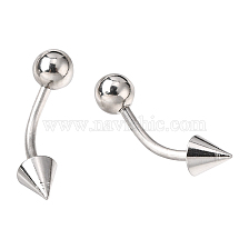 316L Surgical Stainless Steel Eyebrow Ring, Curved Barbell with Ball and Pointed Ends, Piercing Jewelry