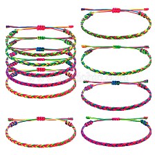 5Pcs 5 Colors Nylon Thread Braided Bracelets Set, Friendship Cords Bracelets for Women