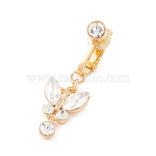 Crystal Rhinestone Butterfly Charm Belly Ring, Clip On Navel Ring, Non Piercing Jewelry for Women