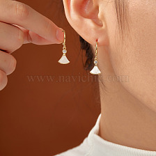 Elegant Shiny Fan-shaped Earrings, Vintage Style Delicate Ear Studs