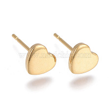 304 Stainless Steel Stud Earrings, Heart