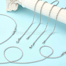 5Pcs 304 Stainless Steel Round Twist Rope Chain Necklaces Set for Men Women