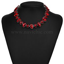 Imitated Crystal&CZ Fashion Geometric Necklace  (red) NHJJ4115-red