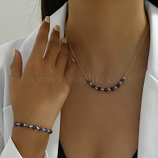 Elegant Irregular Crystal Bead Necklace and Bracelet Set for Women