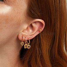 1 Pair IG Style Sweet Flower Plating Inlay Copper Zircon White Gold Plated Gold Plated Drop Earrings