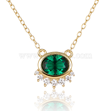 Vintage Green Zircon Necklace: Elegant Silver Chain for Women's Fashion Jewelry.