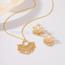 Elegant Gold Plated Jewelry Set with Zirconia Stones and Tassels